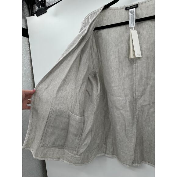 Eileen Fisher NWT Rustic Organic Linen Cotton Lightweight Jacket Gray Sz Large - Picture 10 of 14